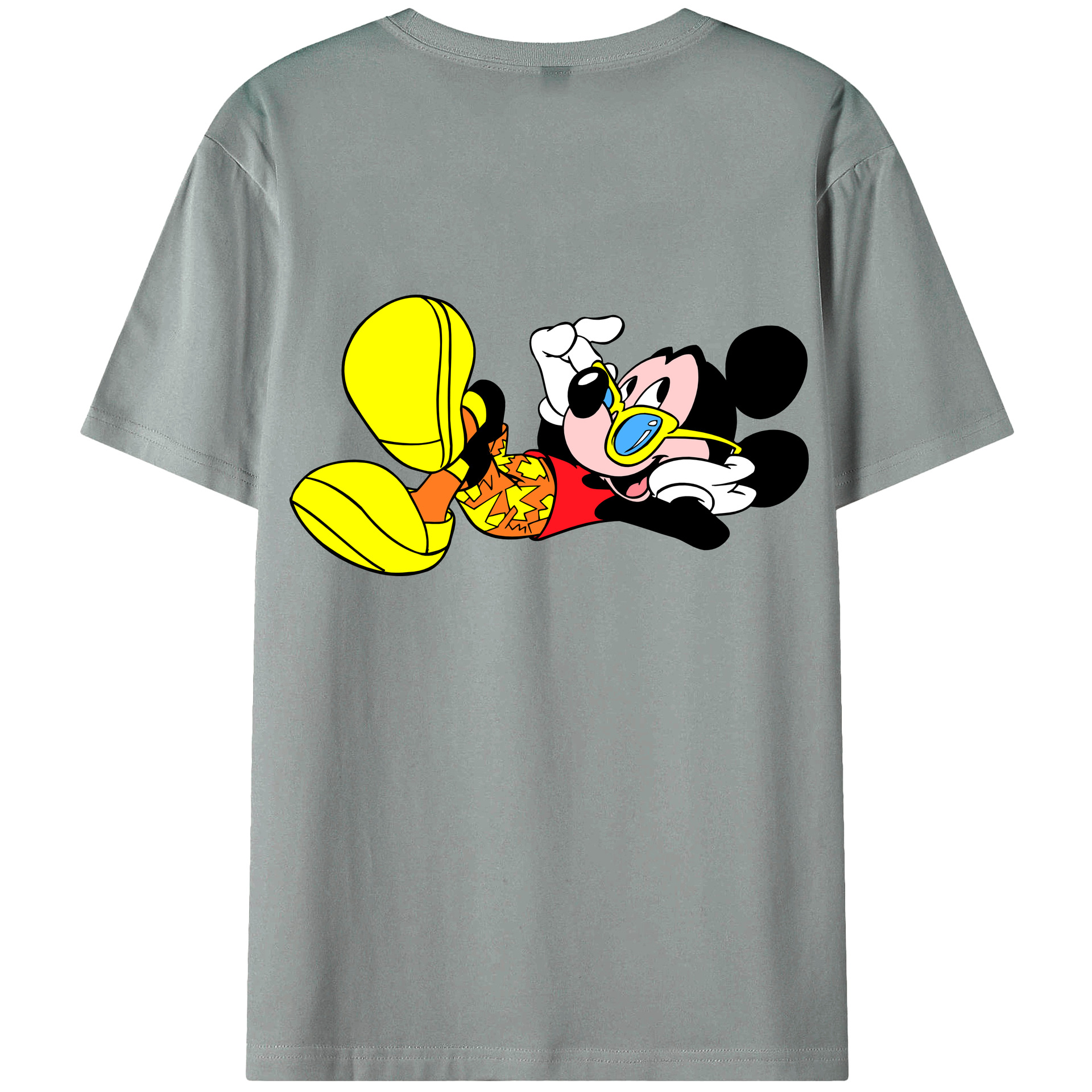 ミッキーマウス Mickey Mouse 綿100％ メンズ半袖Tシャツ（バックプリント） 通気性